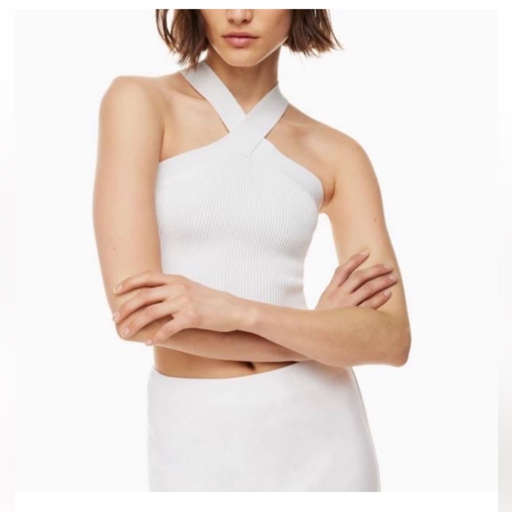 Abercrombie & Fitch Woman’s Knit Criss Cross Crop Top White Size Small - Picture 2 of 14